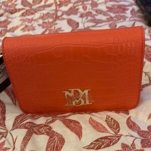 Badgley Mischka Orange Croc-Embossed Bag